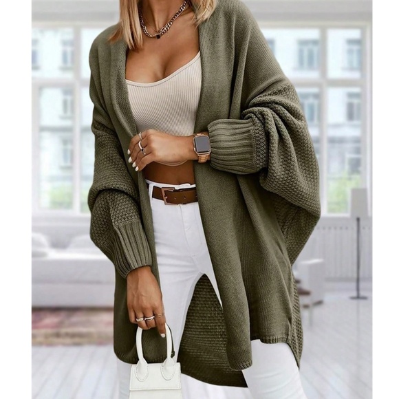 Cozy Solid Knit Open Front Loose Fit Cardigan - Picture 1 of 7